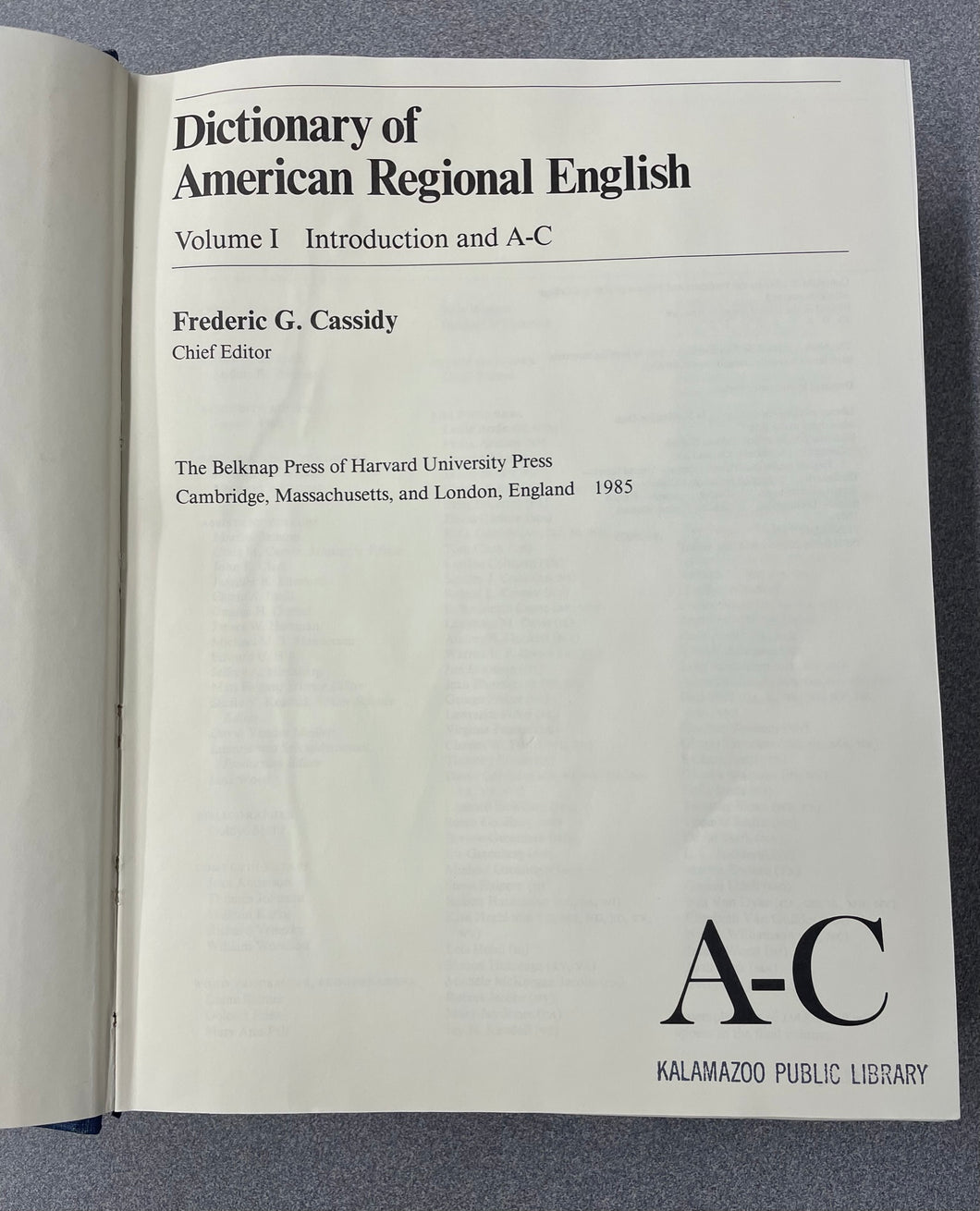 Dictionary of American Regional English, Four Volumes, [1985-2002] REF 6/23