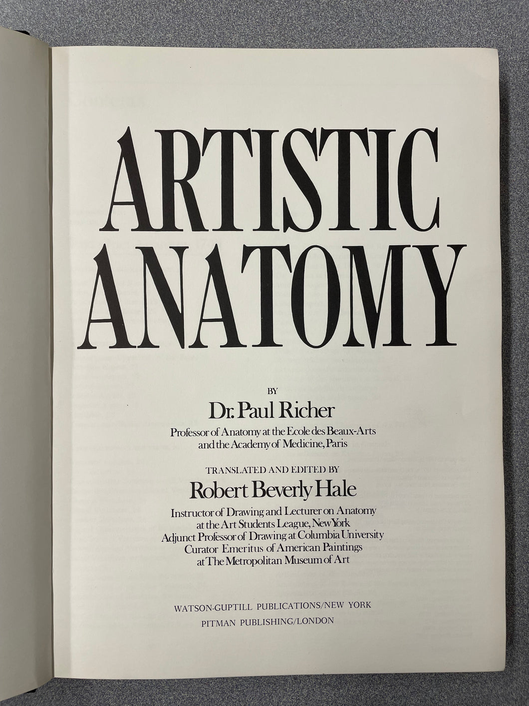Artistic Anatomy, Richer, Paul [1971] A 5/25
